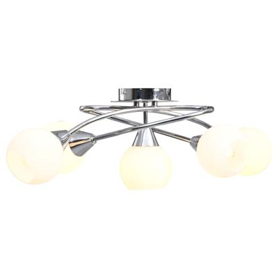 VidaXL Plafondlamp met keramieken bolvormige kappen voor 5xe14 wit