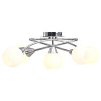 VidaXL Plafondlamp met keramieken bolvormige kappen voor 5xe14 wit