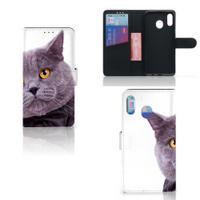 Samsung Galaxy M20 Telefoonhoesje met Pasjes Kat - thumbnail