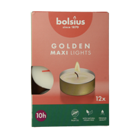 Maxi lichten 10uur wit met gouden cup 12 Stuks