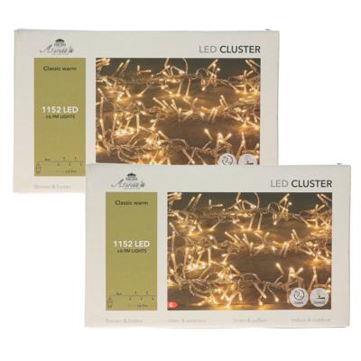 Clusterverlichting - 2x - 1152 led lampjes - klassiek warm wit - 690 cm - kerstverlichting