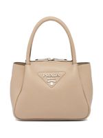 Prada mini sac en cuir à plaque logo - Tons neutres