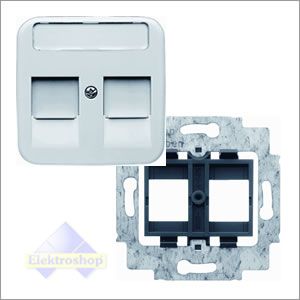 Busch-Jaeger Inbouw SI RJ45 inbouwset met draagframe 1814 en inzetplaat creme