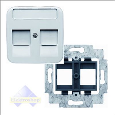 Busch-Jaeger Inbouw SI RJ45 inbouwset met draagframe 1814 en inzetplaat creme