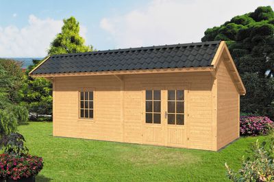Lariks/Douglas Kapschuur Bergen XL type 4 677x452 cm- Kapschuurdak- Onbehandeld lariks Douglas hout- Tuindeco