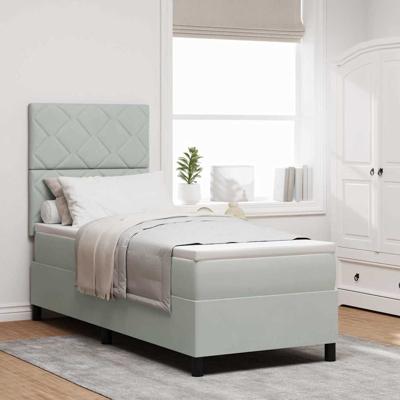 Boxspring bed met matras Lichtgrijs 80 x 200 cm Fluweel