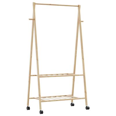VidaXL Kledingrek met schappen en wielen 96x45,5x155,5 cm bamboe