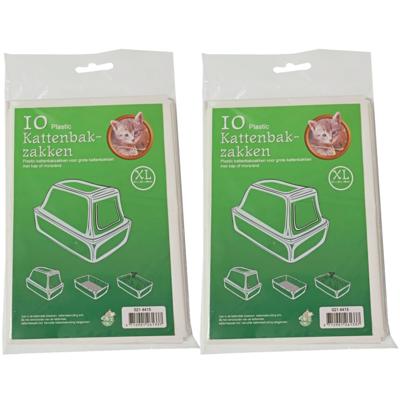 Kattenbak afvalzakken - 20x stuks - wit - 51 x 20 x 46 cm - plastic - kattenbakzakken