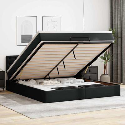 Ottoman bed met matras 180x200cm kunstleer zwart