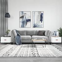 Salontafels 2 st 50x50x40 cm bewerkt hout hoogglans wit - thumbnail