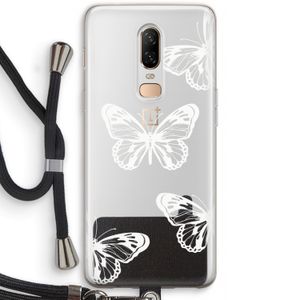 White butterfly: OnePlus 6 Transparant Hoesje met koord