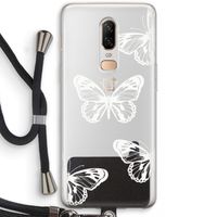 White butterfly: OnePlus 6 Transparant Hoesje met koord
