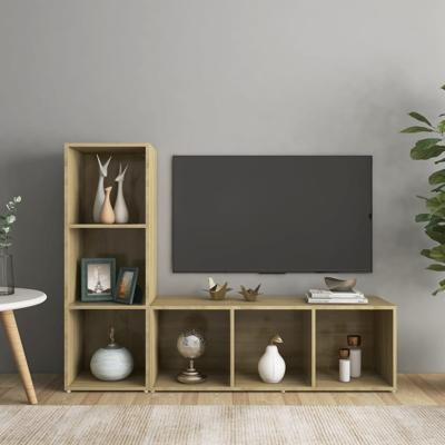 Tv-meubelen 2 st 107x35x37 cm bewerkt hout sonoma eikenkleurig
