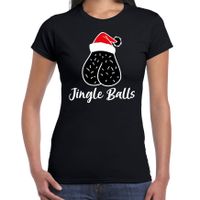 Foute humor Kerst T-shirt jingle balls voor dames zwart