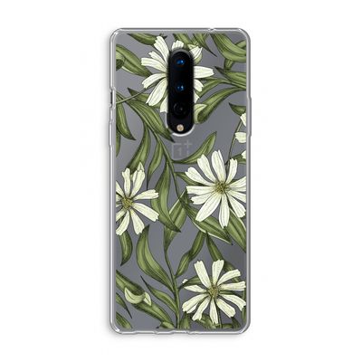Wit bloemenpatroon: OnePlus 8 Transparant Hoesje