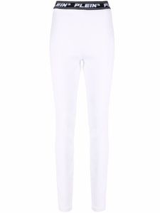 Philipp Plein legging à taille à logo - Blanc