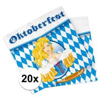 Oktoberfest themafeest servetten - 20x - blauw/wit - 33 x 33 cm - Papier