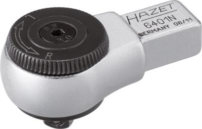 HAZET Insteek-omschakelratel 6401N · 9 x 12 mm insteekvierkant massief · 1/4 inch (6,3 mm) vierkant massief · Lengte: 46 mm