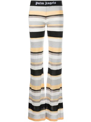 Palm Angels pantalon en maille métallisée à rayures - Blanc