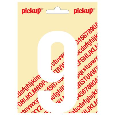 Plakcijfer Nobel 120mm wit 9