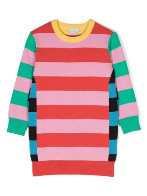 Stella McCartney Kids robe en maille à rayures - Bleu