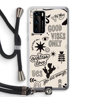 Good vibes: Huawei P40 Transparant Hoesje met koord