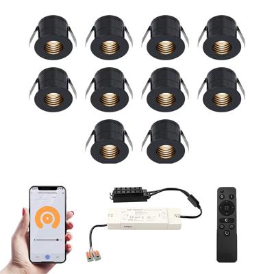 Set van 10 Betty Smart LED Mini Inbouwspots - Veranda spots - 12V 3W 140lm - Dimbaar - Wifi & Bluetooth - 2700K - IP44 waterdicht - Zwart Set van 10 Betty Smart LED Mini Inbouwspots - Veranda spots - 12V 3W 140lm - Dimbaar - Wifi & Bluetooth - 2700K - IP44 waterdicht - Zwart