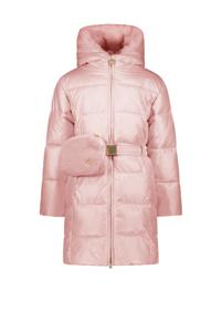 Le Chic Meisjes winterjas met riem en furry tas - Birdo - Cotton candy