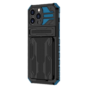 iPhone XR hoesje - Backcover - Rugged Armor - Kickstand - Extra valbescherming - TPU - Zwart/Blauw