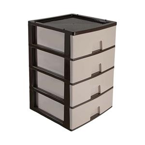 Ladeblokje/bureau organizer 4x grote lades - bruin/beige - L38 x B38 x H58 cm - kunststof