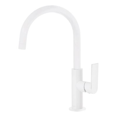 Wastafelkraan Tres Loft | Opbouw | Draaibare uitloop | Mengkraan | Hoog model | 1-hendel | Rond | Wit mat