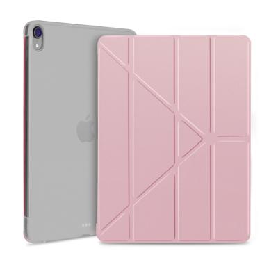 Multi-folding Shockproof TPU Protective Case for iPad Pro 12.9 inch (2018) with Holder & Sleep / Wake-up Function(Rose Gold)