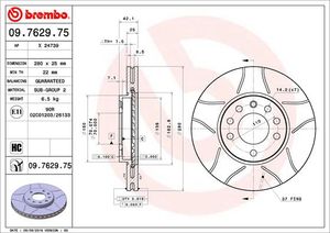 Remschijf BREMBO, Remschijftype: Gespleten: , u.a. für Vauxhall, Opel, Chevrolet