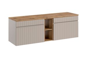 Comad Iconic Cashmere badkamermeubel 140cm met open kast en toppaneel taupe