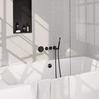 Inbouwthermostaat set Brauer Carving Incl Badafvoer Mat Zwart (Keuze Handdouche)