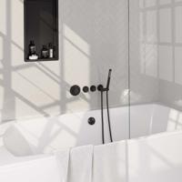 Inbouwthermostaatset Brauer Black Carving Incl 3 Standen Handdouche En Badafvoer Mat Zwart