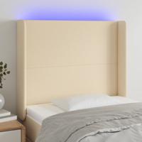 Hoofdbord LED 93x16x118/128 cm stof crèmekleurig