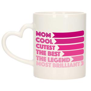 Cadeau koffie/thee mok voor mama - hartjes handvat - beste mama - roze - 300 ml - Moederdag