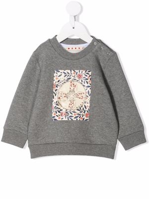 Marni Kids sweat en coton à imprimé chat - Gris