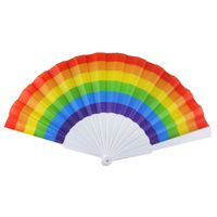 1x Spaanse hand waaiers regenboog/rainbow/pride vlag 14 x 23 cm - thumbnail