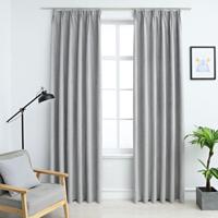 VidaXL Gordijnen verduisterend met haken 2 st 140x175 cm grijs