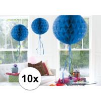 Decoratie bol - 10x - blauw - 30 cm - crepe papier - versiering - feestversiering Decoratie bol - 10x - blauw - 30 cm - crepe papier - versiering - feestversiering