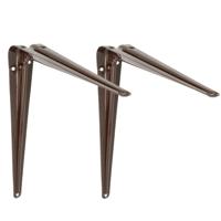 2x amig plankdrager- planksteun - van metaal - gelakt bruin - h300 x b250 mm