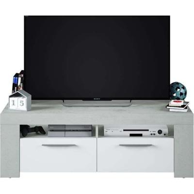 AMBIT TV-meubel met 2 deuren - eigentijdse stijl - grijs en wit - L 120 cm