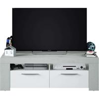 AMBIT TV-meubel met 2 deuren - eigentijdse stijl - grijs en wit - L 120 cm