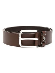 Emporio Armani ceinture en cuir à plaque logo - Marron