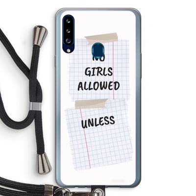 No Girls Allowed Unless: Samsung Galaxy A20s Transparant Hoesje met koord