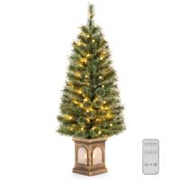 Kunstkerstboom van 120 cm met 116 Takken 100 LED-Verlichting met Cement Gevulde Basis 3 Dynamische Modi Instelbare Helderheid