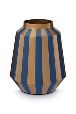 Pip Studio Vaas Metaal Strepen Navy/Goud 29cm