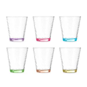 Waterglazen/drinkglazen Colorama - 12x - transparant kleurenmix - 375 ml - 10 cm